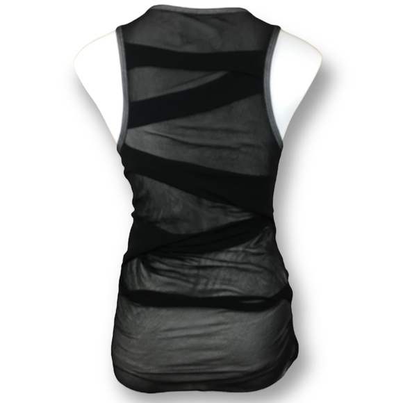 Robert Rodriguez For Bergdorf Goodman Black Rushed Mesh Over White Tank Top Sz L - Picture 7 of 8